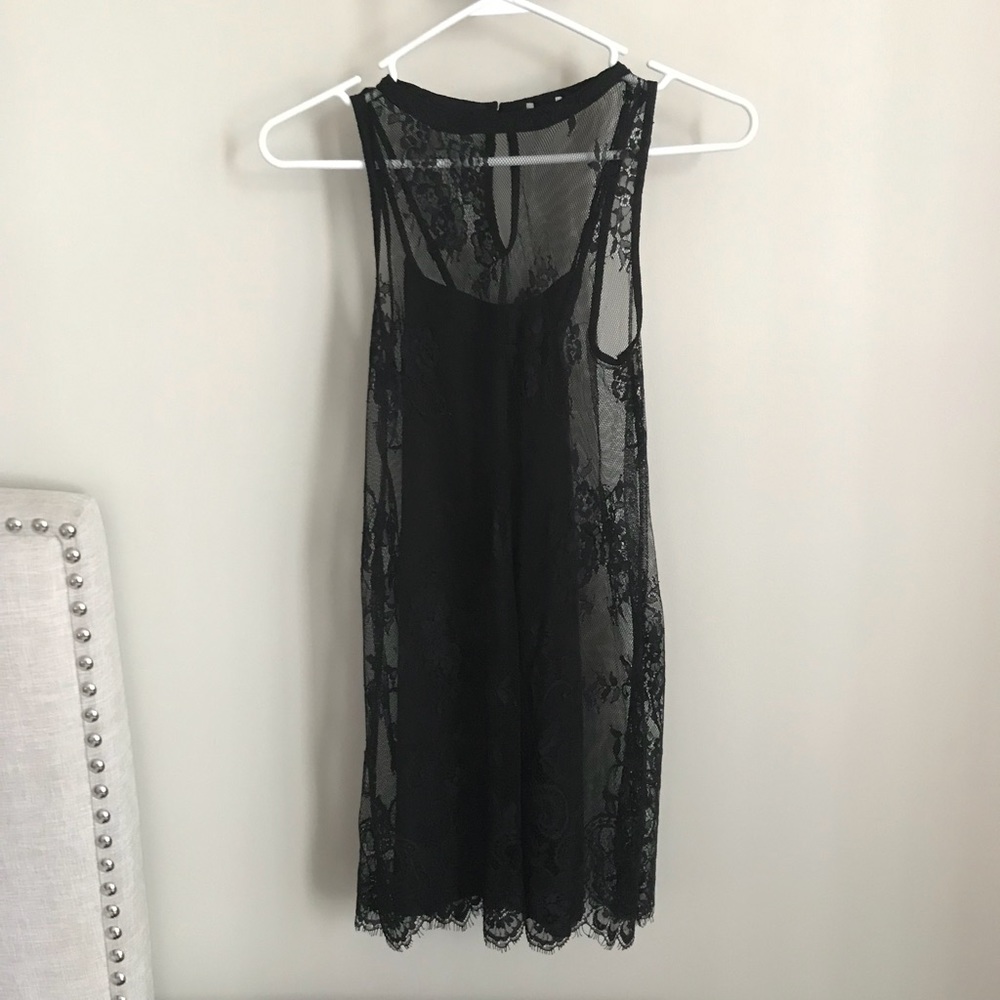 Black Sleeveless Lace Dress No Tags Aprx Sz XS/S